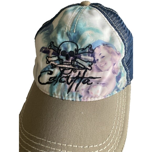 Calcutta Mesh Snapback Hat OS Skull Crossbones Fishing Golf Baseball Cap - Picture 3 of 9